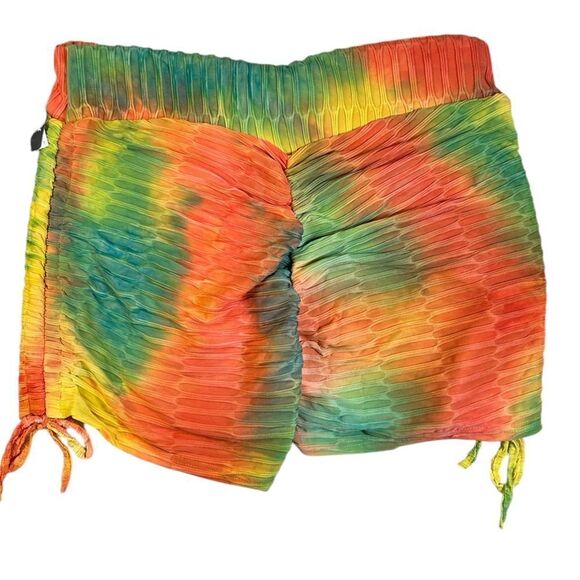 NWT Plus Size Tie Dye Ruched Butt Lifting  Design Bike Shorts - Size 2X/3X - Picture 2 of 11